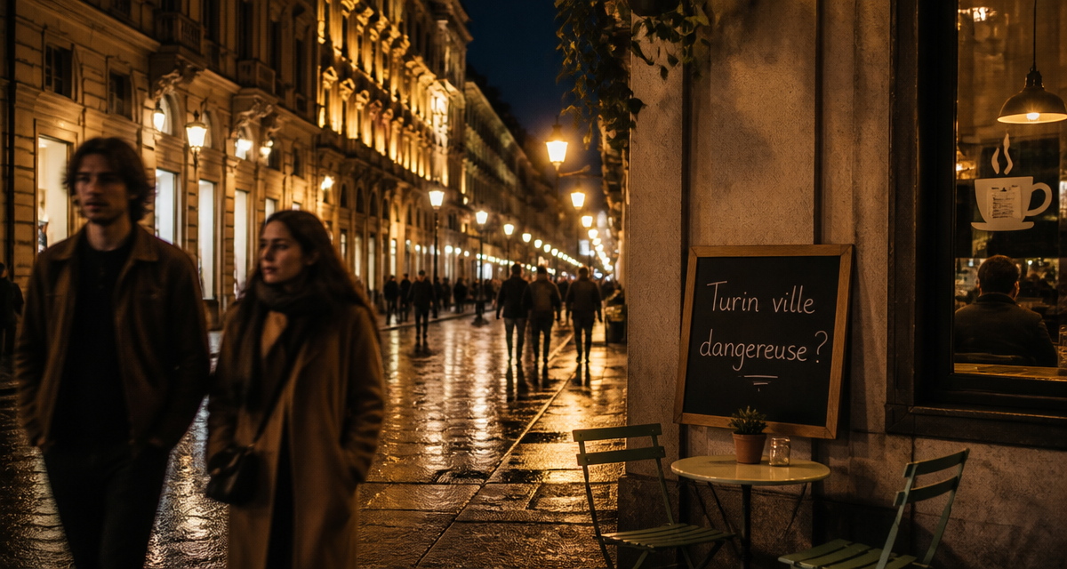 Turin ville dangereuse rue pavée soirée