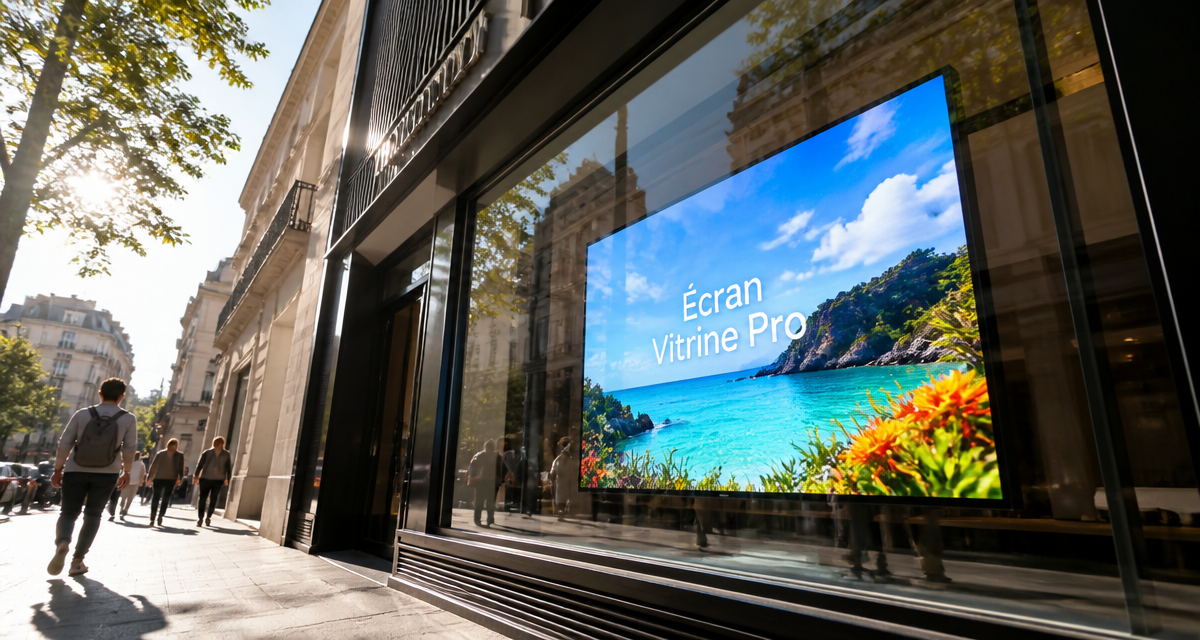 ecran pour vitrine visible en plein soleil