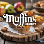 Muffin sans sucre avec ingrédients naturels sur planche bois