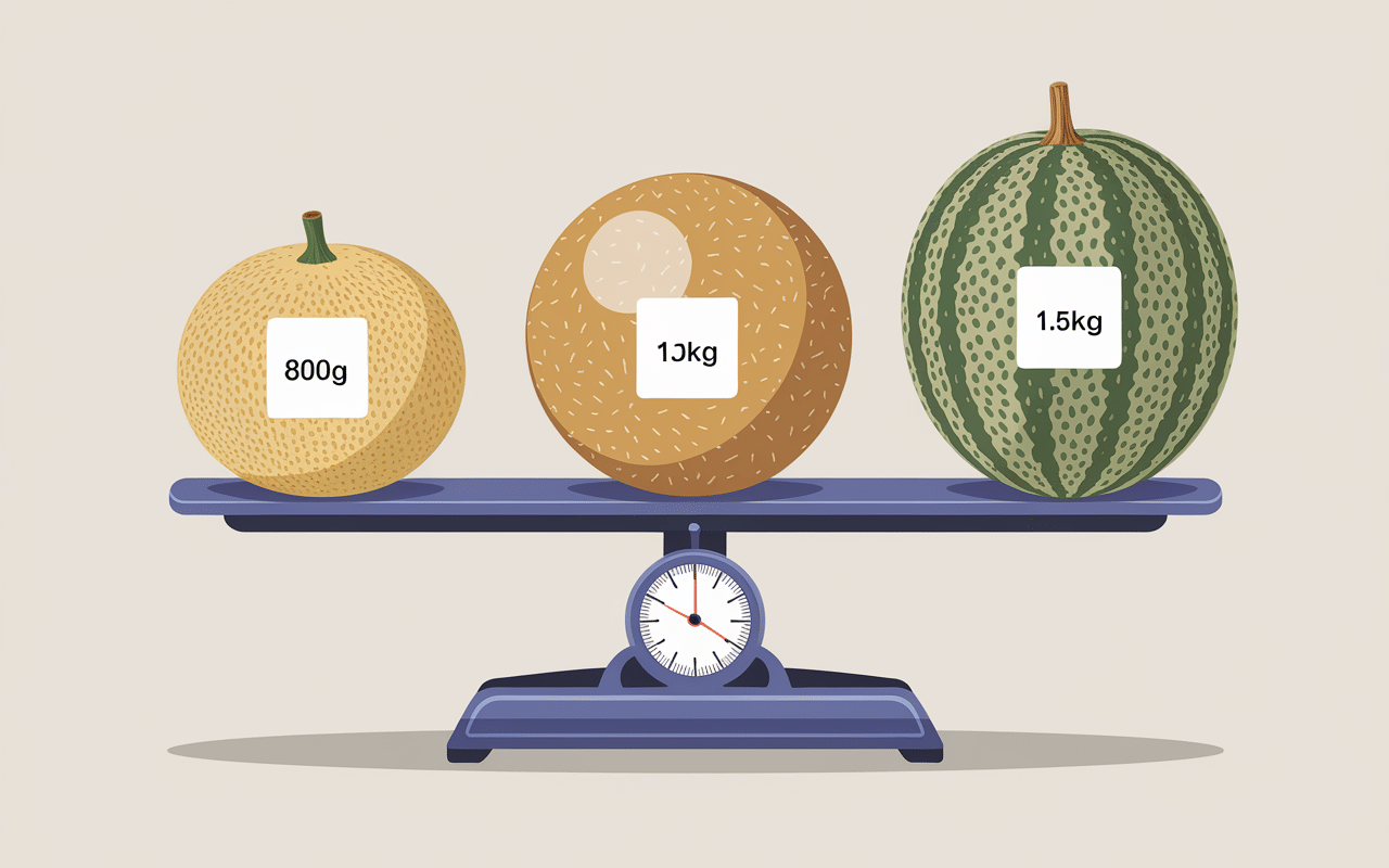 Trois poids melon sur balance
