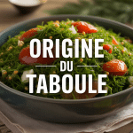 Bol de taboulé origine traditionnel avec persil, tomates et boulgour