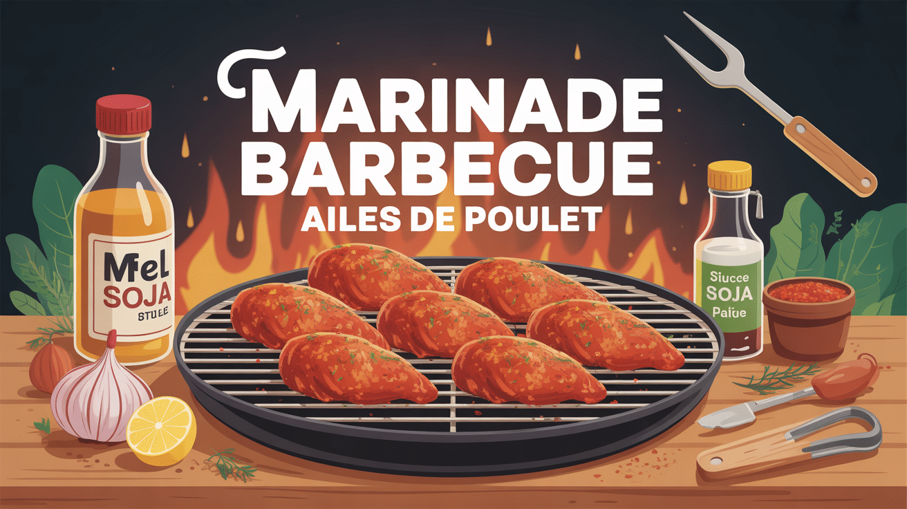 ailes de poulet marinade barbecue brillantes sur grille