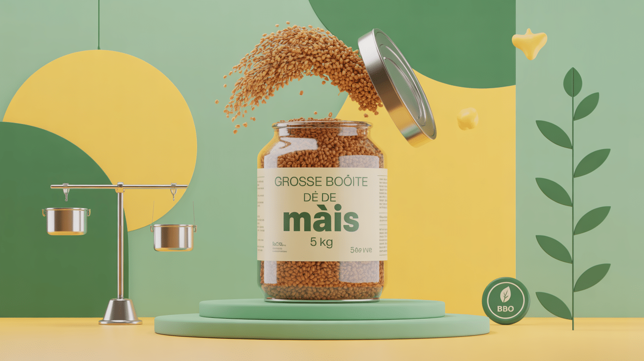 Illustration grosse boîte de maïs 5 kg pour restauration et événements