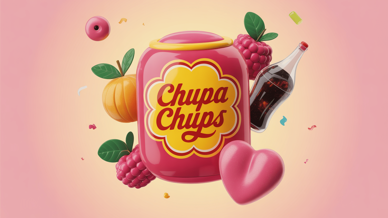 Illustration d’une chupa chups au chewing gum en coupe