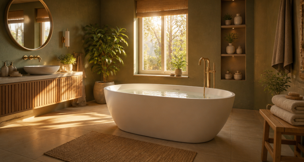 baignoire de salle de bain îlot blanche contemporaine
