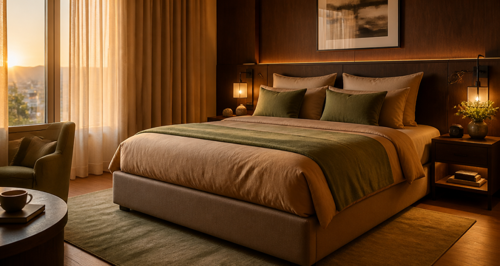 lit americain haut dans chambre lumineuse
