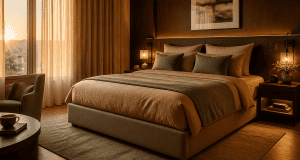 lit americain haut dans chambre lumineuse