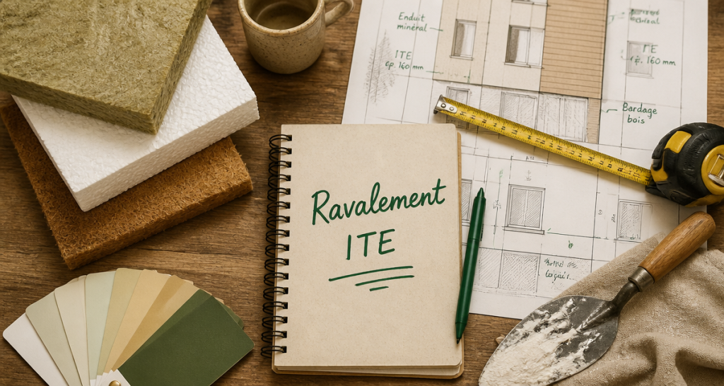 échantillons ravalement ite sur bureau artisan