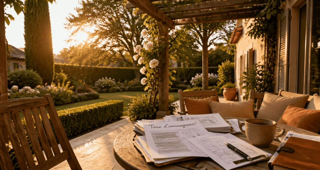 taxe pergola sur pergola en bois dans un jardin