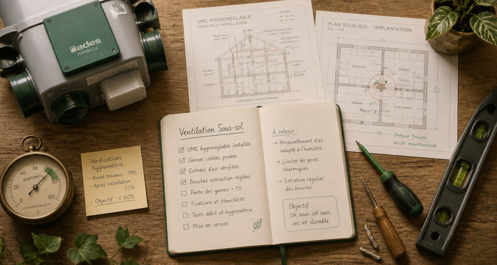 ventilation mecanique sous sol vue flat lay