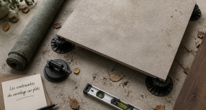 Carrelage sur plot inconvenients vue chantier terrasse