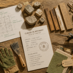 Curage batiment plan outils matériaux