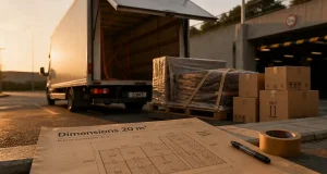 Dimension 20 m3 : camion de déménagement chargé