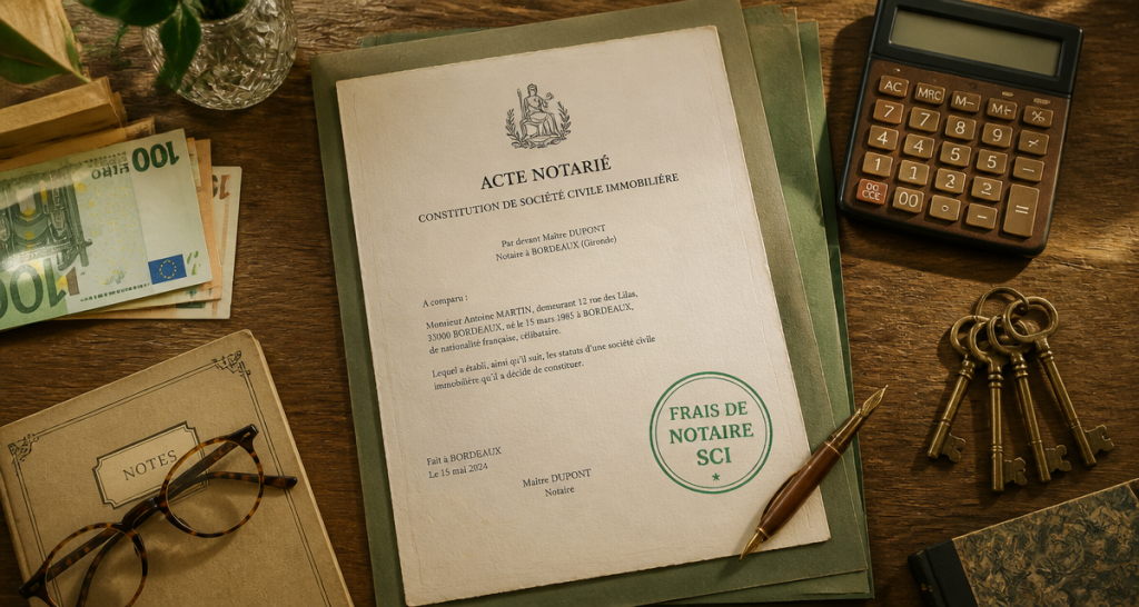 frais de notaire pour une sci dossier et calculatrice