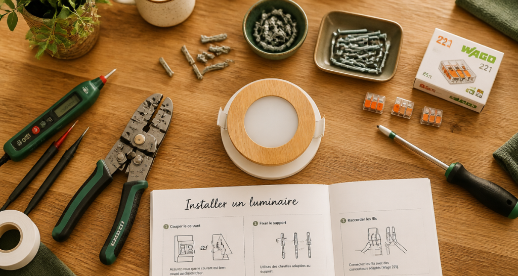 Installer luminaire plafond outils et guide