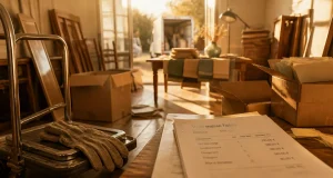 Vide maison Tarbes : débarras et tri, cartons et meubles en cours