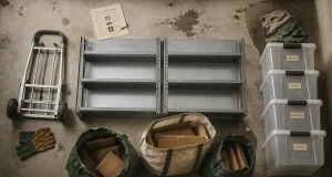 Vider cave : diable et sacs pour débarras encombrants