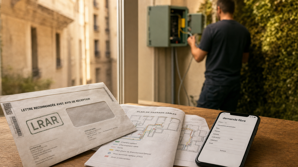 Autorisation installation fibre optique locataire : LRAR et demande en ligne