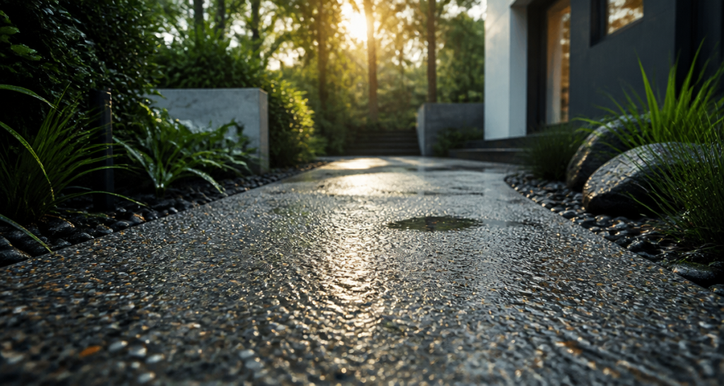 Béton drainant : comment allier gestion des eaux pluviales, résistance et esthétique ?