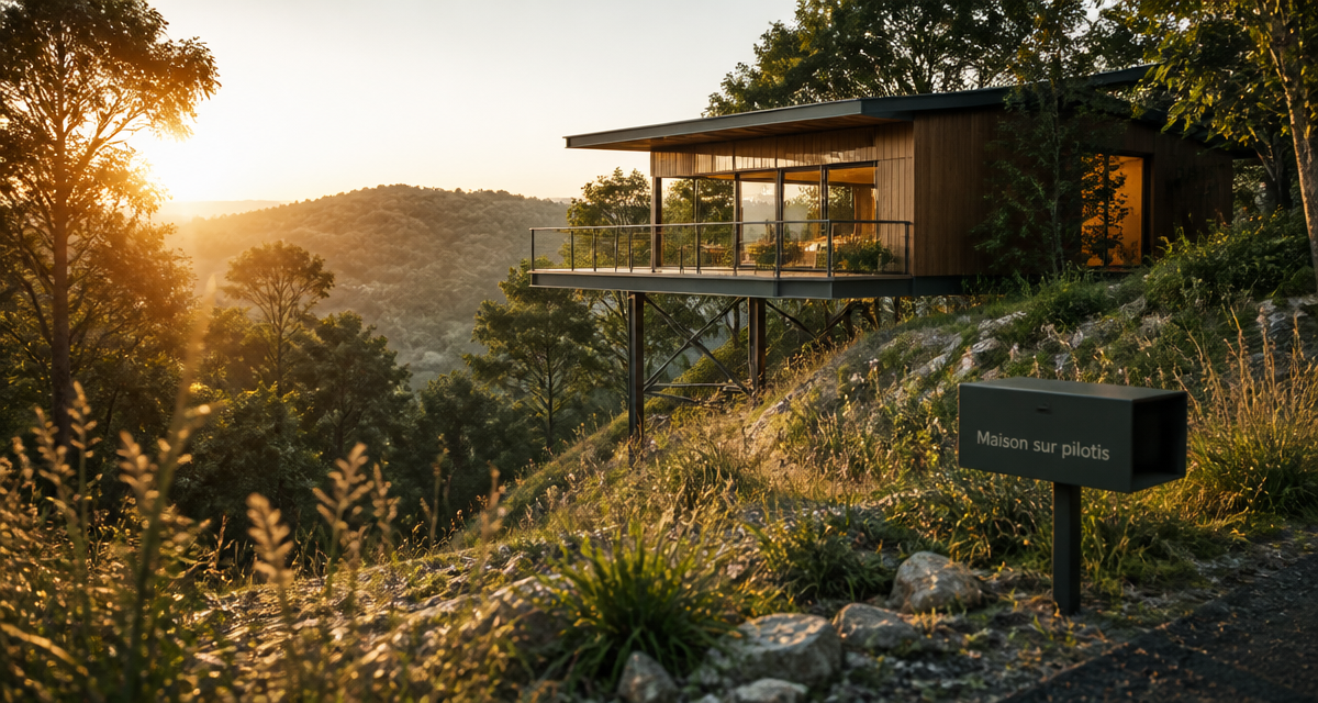 Constructeur maison sur pilotis en bois sur terrain en pente
