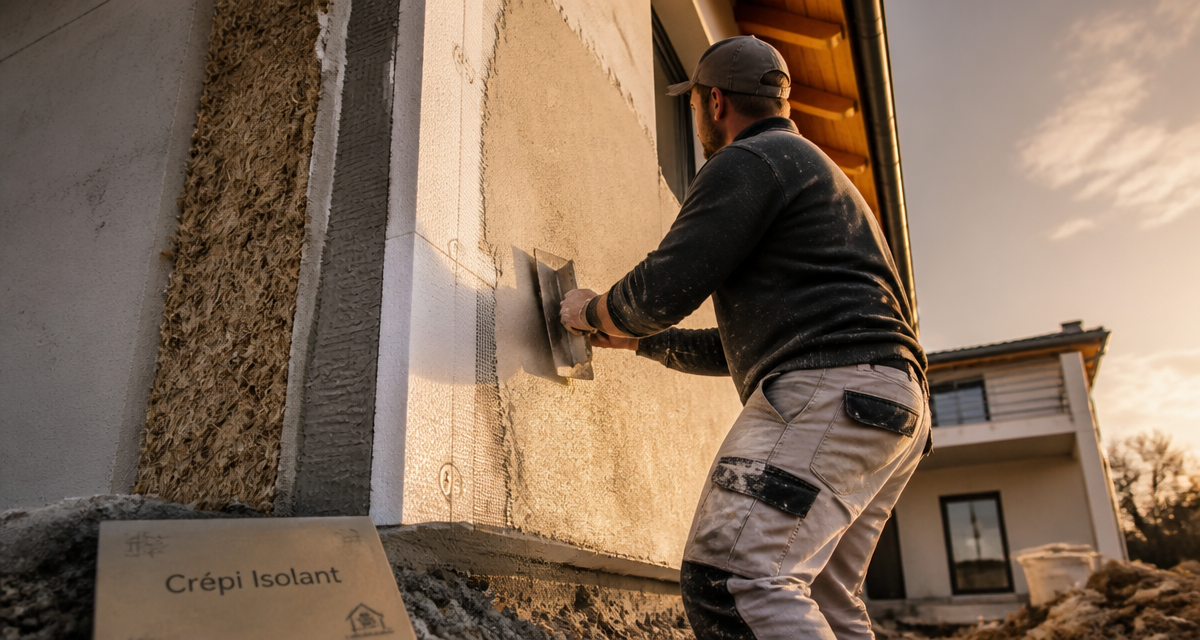 Application crepi isolant sur mur maison