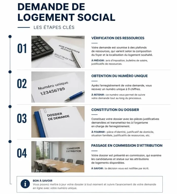 Étapes pour effectuer une demande de logement social auprès de Plurial Novilia