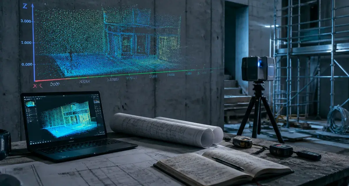 Lasergrammétrie : nuage de points 3D millimétrique sur chantier