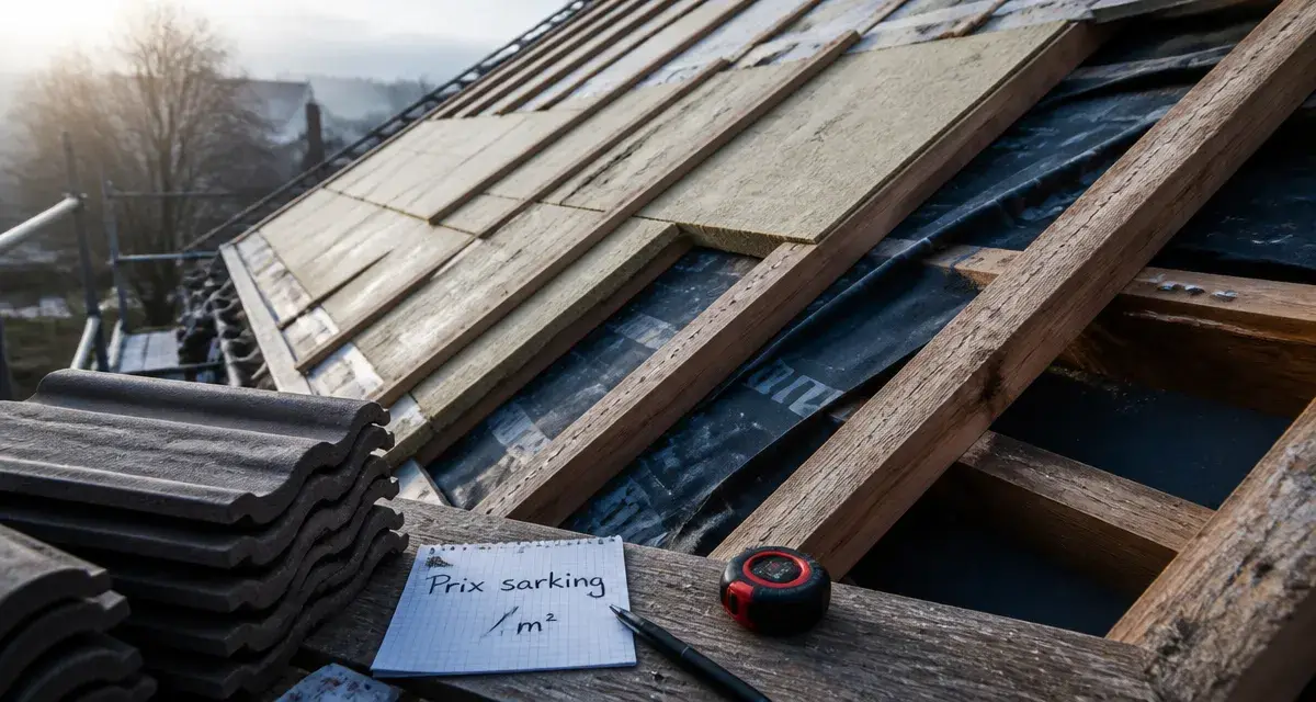Sarking prix m2 : isolation toiture par l’extérieur en chantier