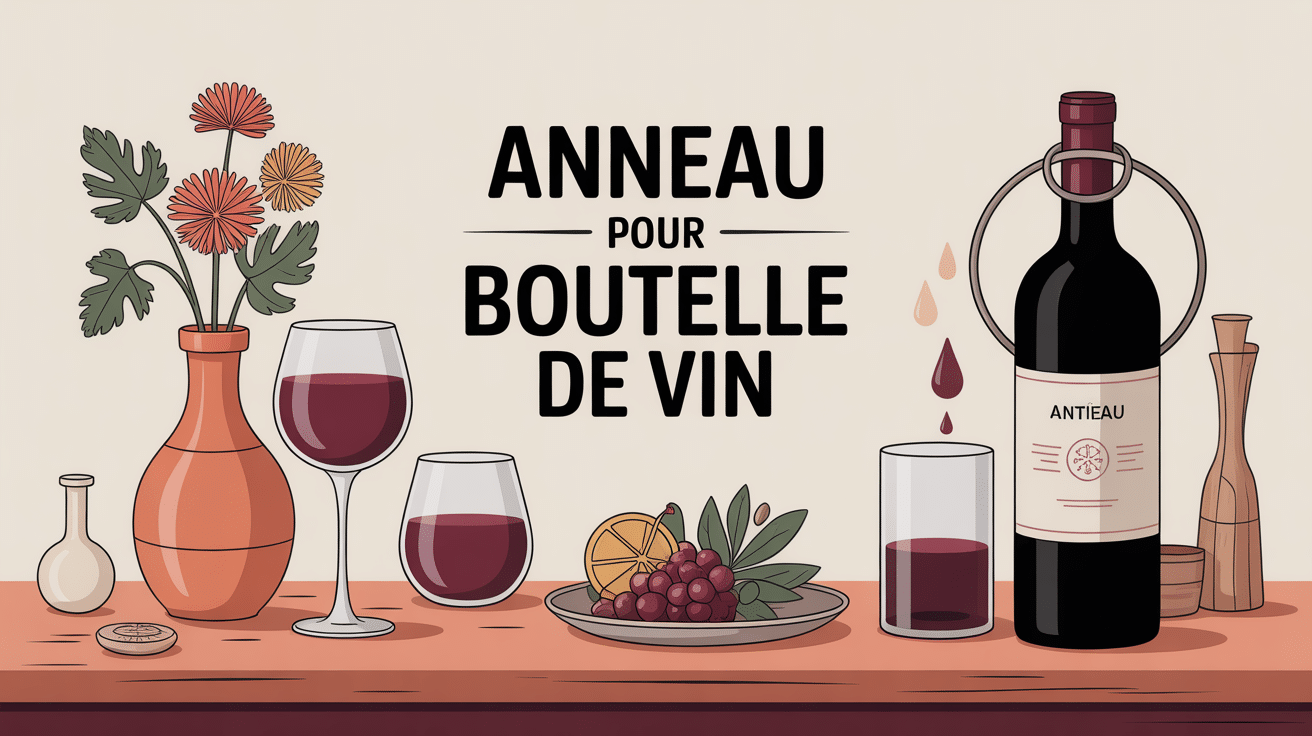 anneau bouteille de vin sur table avec accessoires raffinés