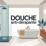 Douche antidérapante avec barres de maintien