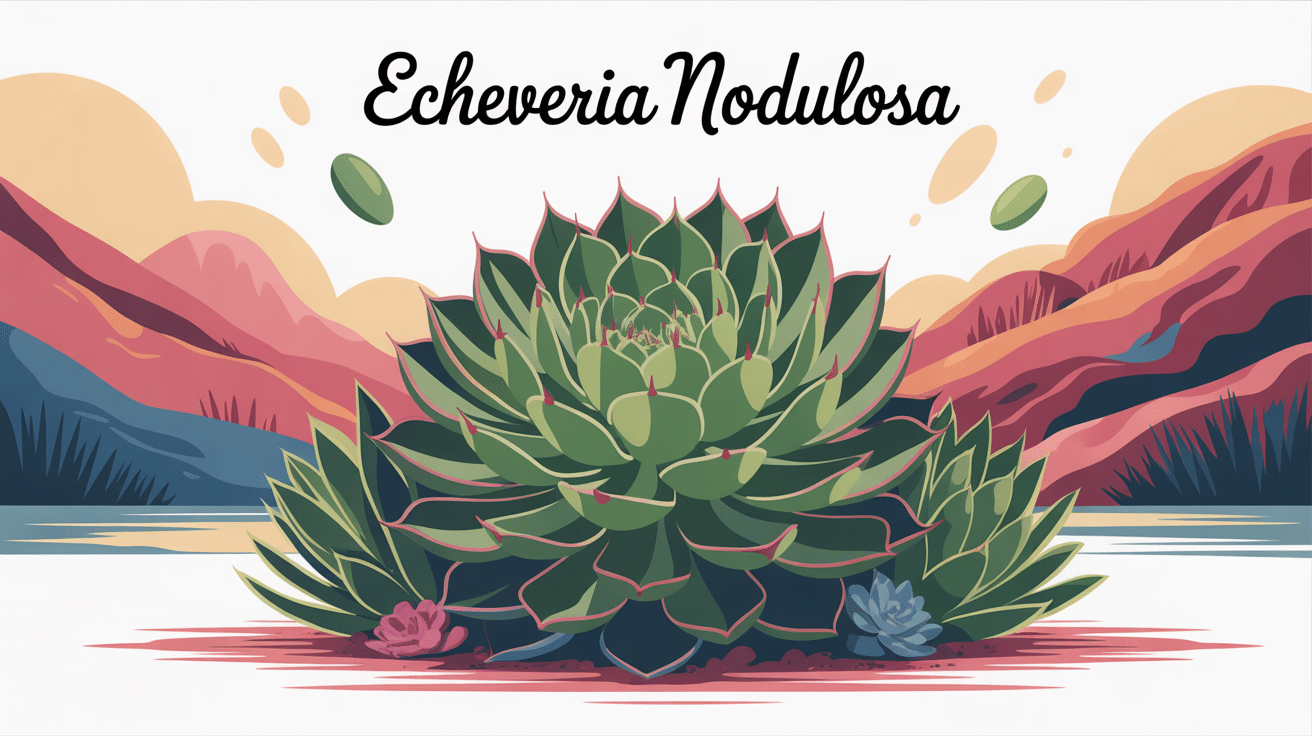 Echeveria nodulosa rosette zébrée rouge décor lumineux
