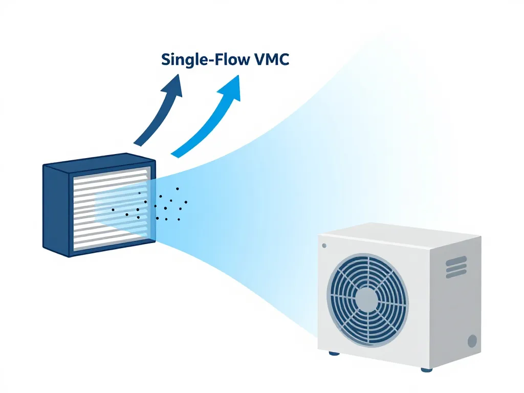 Diagramme d’air et filtre VMC simple flux retenant poussières et pollens