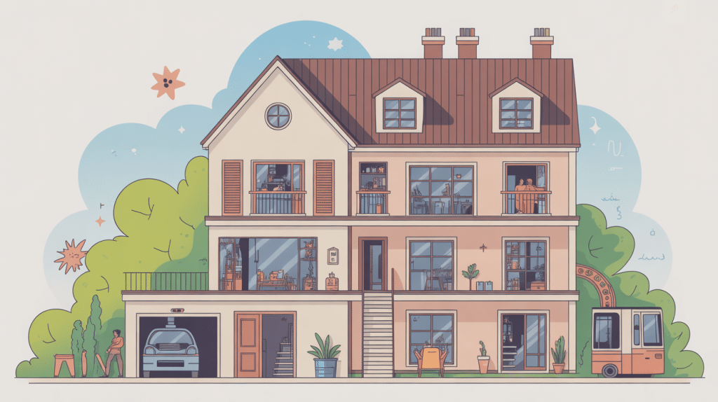 Illustration de monte charge maison moderne sécurisée