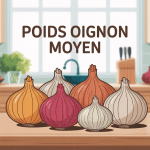 Illustration poids oignon moyen sur balance cuisine