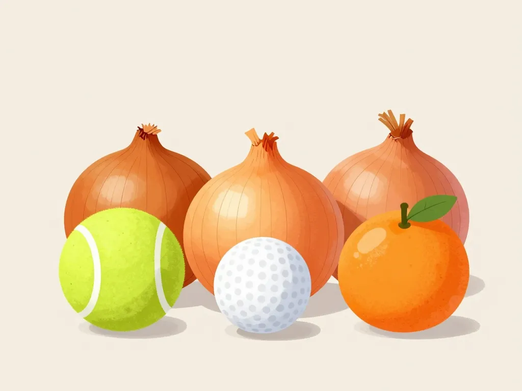 Métaphore poids oignon proche objets tennis orange