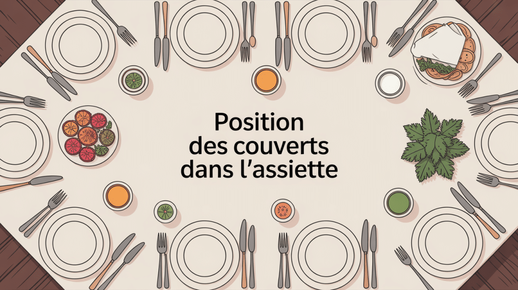 position des couverts dans l’assiette illustration guide savoir-vivre