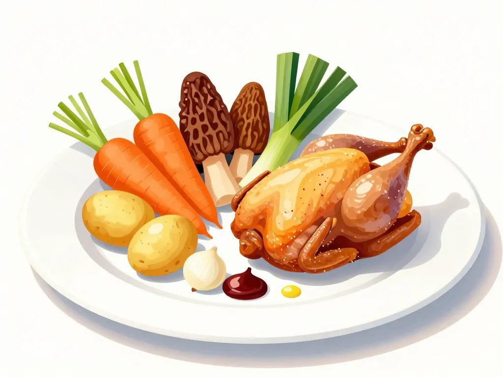 quel légumes avec une poularde au vin jaune, assortiment légumes classiques