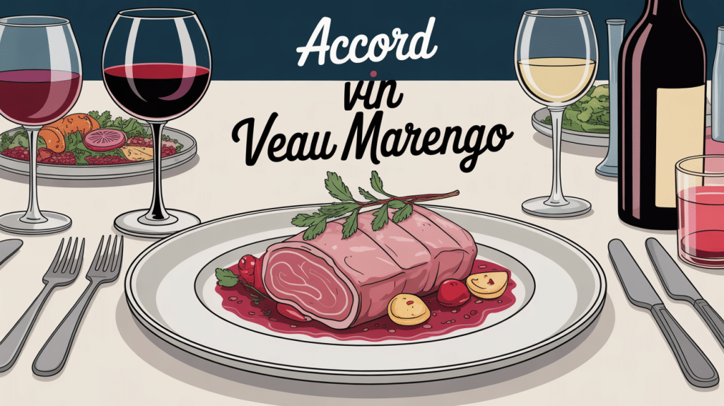 Quel vin avec du veau marengo, illustration gourmande plat et vins