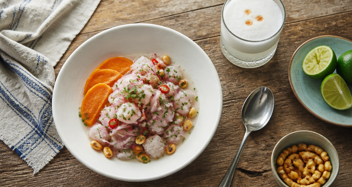 ceviche peruvien traditionnel servi à table