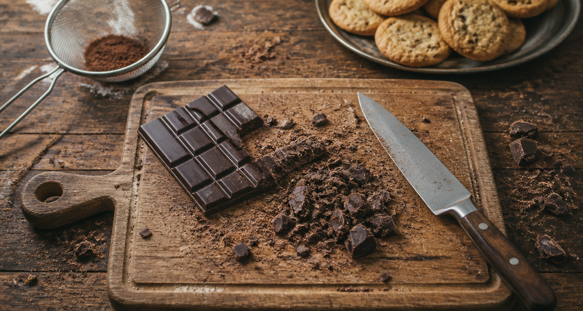 comment casser une tablette de chocolat en pepites sur planche