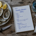 intoxication alimentaire par des huitres sur table avec citron et carnet médical
