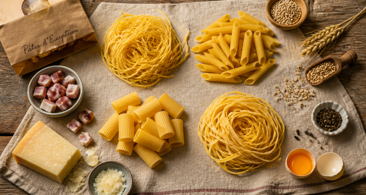Pates italiennes marques sur table rustique