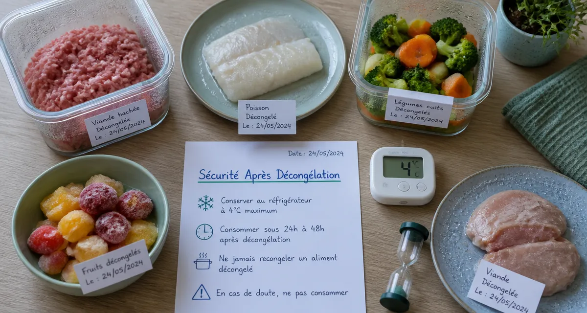 produit décongelé combien de temps au frigo assiettes aliments thermomètre