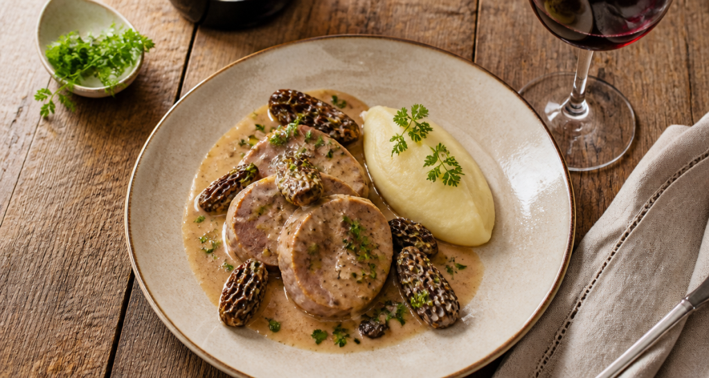 Recette filet mignon de veau gastronomique avec morilles et purée