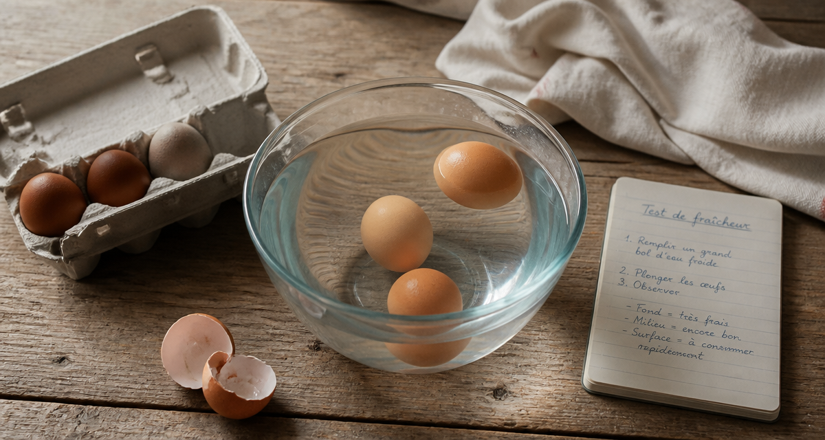 Reconnaître des oeufs frais avec test dans l'eau