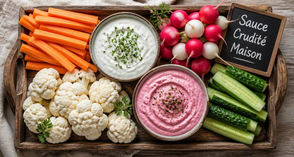 sauce crudité pour apéro avec légumes variés