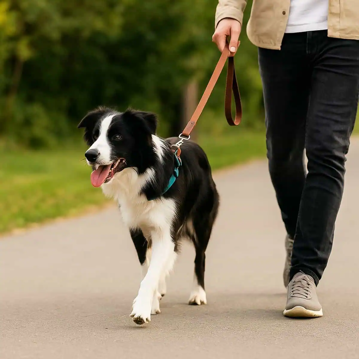 Beste Hundeleinen 2025 – Sicher unterwegs mit Stil Border Collie beim Spaziergang an moderner Hundeleine