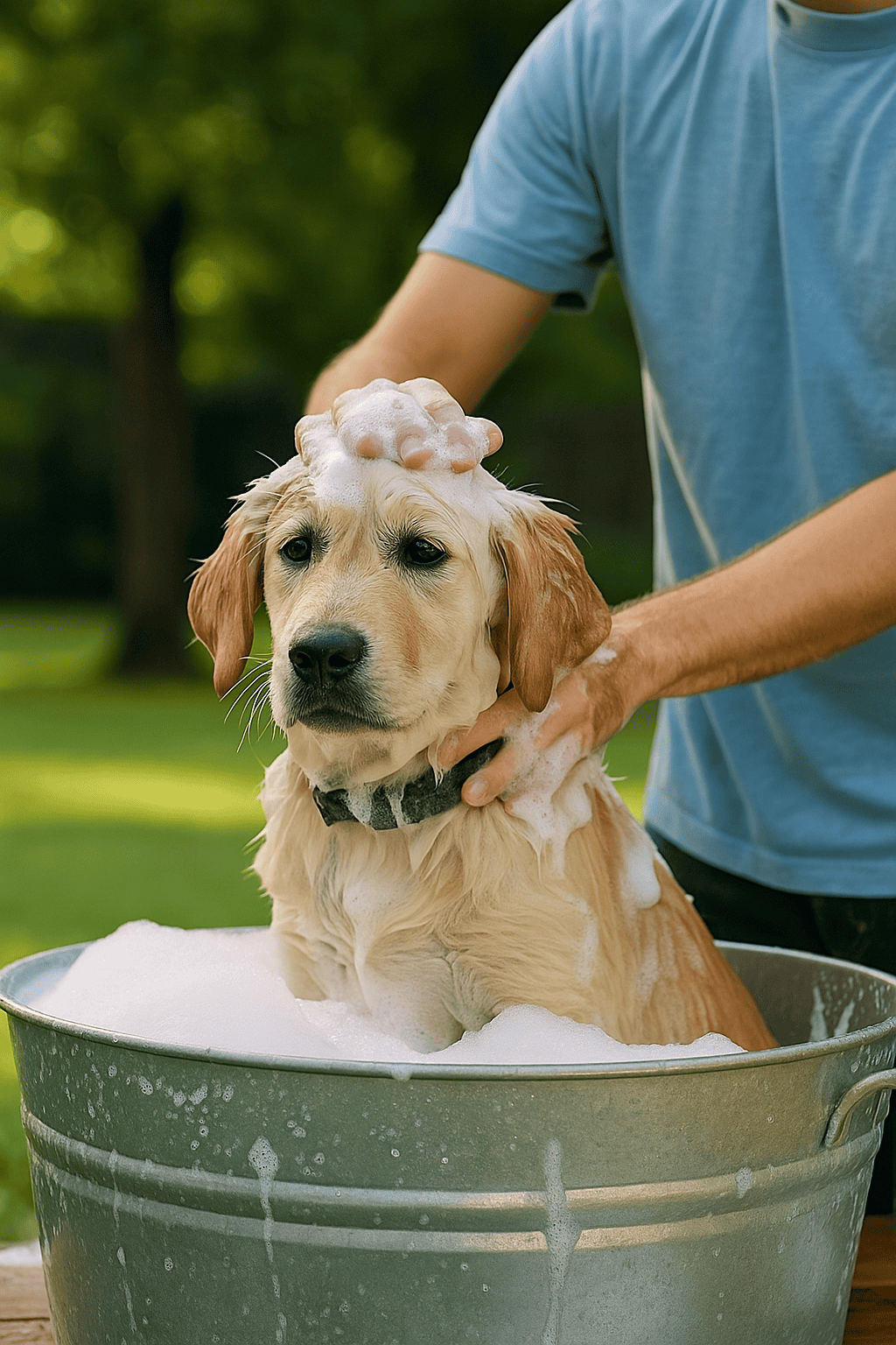 Hund wird sanft gebadet – Anleitung zum Hunde waschen