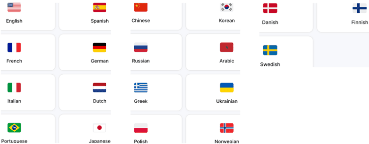 Langotalk Supported Languages