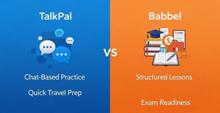 Comparative infographic showing key use cases for TalkPal and Babbel